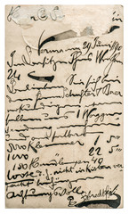 Old post mail with handwritten text. Paper texture