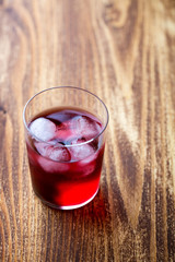 Red cocktail in a glass