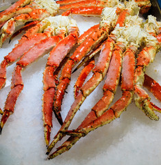 Seafood. Crabs at fish market in Bergen, Norway Europe