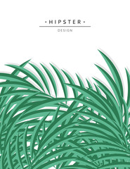 Exotic background with green palm leave for design. Hipster 