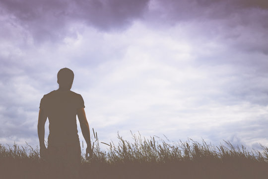 Silhouette Of Man And Sunshine