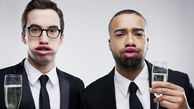 Funny face men slow motion wedding photo booth series