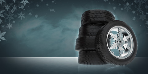 Background with сar winter wheels