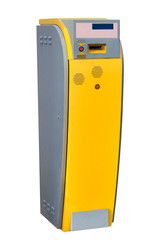 terminal for issuing to the parking ticket for a car isolated on white background