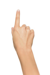 Human hand point with finger 