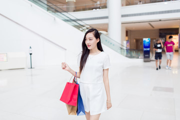 chinese girl in shopping mall