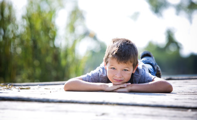 portrait of a little boy in the park