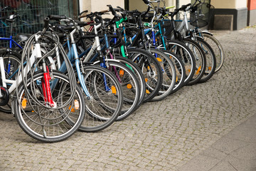 Group Of Bikes In A Parking Lot