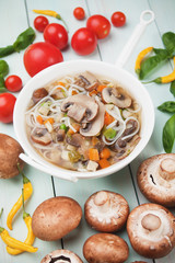 Clear mushroom soup