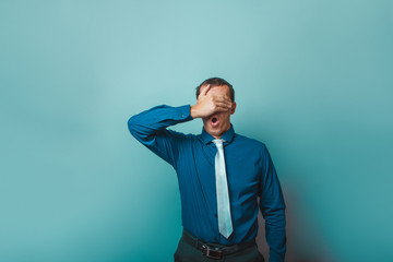 a man of European appearance thirty years, closed his eyes, open