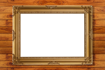 picture frame on wood wall.