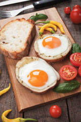 Fried eggs in potato shells