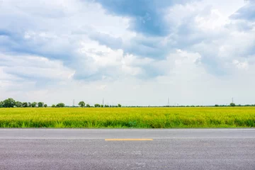 Crédence de cuisine en verre imprimé Campagne Natural landscape view of country road nearby paddy field in rural area of Thailand, Southeast Asia