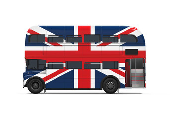 Double Decker Bus Britain Flag