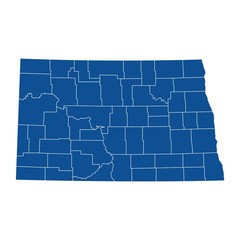 Map of North Dakota - obrazy, fototapety, plakaty