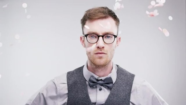 serious geek man slow motion wedding photo booth series