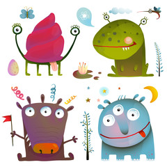 Fun Cute Little Monsters for Kids Design Colorful Collection