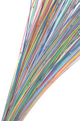 Multicolored fiber cables isolated on white background