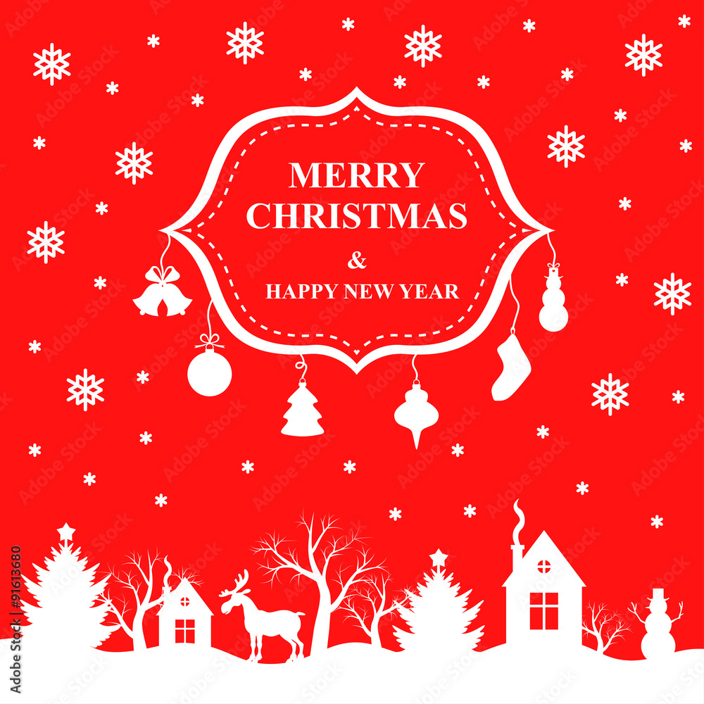 Sticker Christmas greeting card