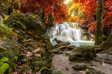 autumn at Huay mae khamin waterfalls