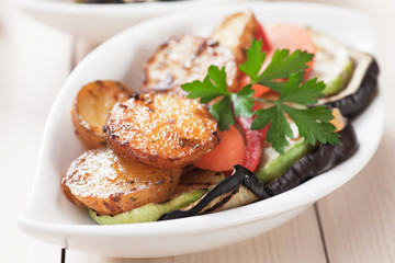 Oven baked potato and grilled vegetable