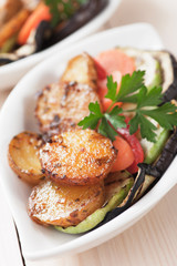 Oven baked potato and grilled vegetable