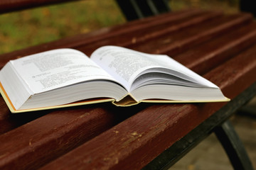 books on a bench in the school year