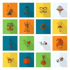 Set of Flat Autumn Icons