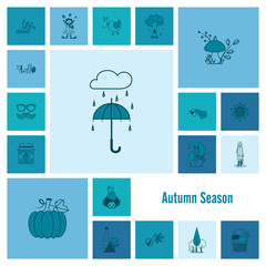 Set of Flat Autumn Icons