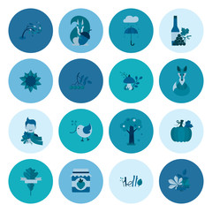 Set of Flat Autumn Icons