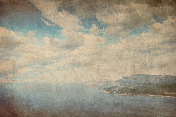 sea landscape old retro grunge background