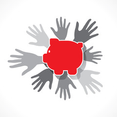 every hand support for causes or financial help concept design vector
