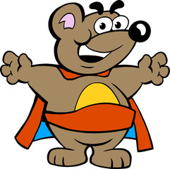 Vector illustration of an Happy Strong Super Hero Bear