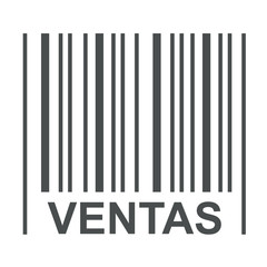 Obraz premium Icono plano texto VENTAS codigo de barras gris