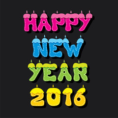 happy new year 2016 greeting design with colorful candle background vector