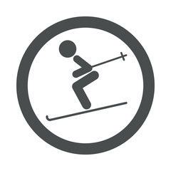Icono redondo esquiador gris