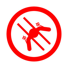 Obraz premium Icono redondo esquiador rojo