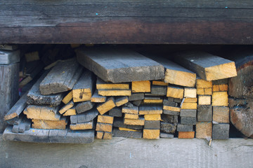 heap firewood planks