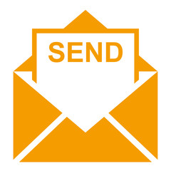 Icono sobre texto SEND naranja