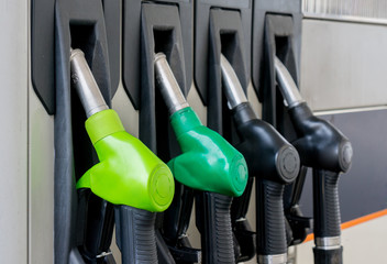 Fuel pistols at petrol station