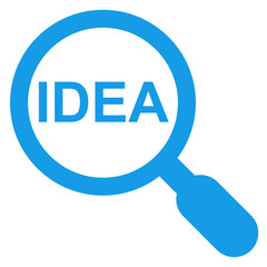 Icono texto IDEA lupa azul