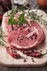 Raw ribeye steak