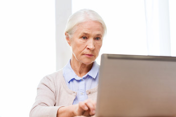 Fototapeta na wymiar senior woman with laptop at home