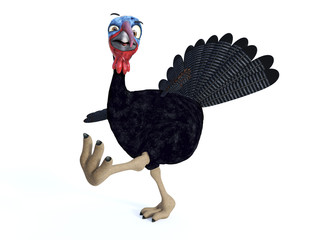 Silly toon turkey walking.