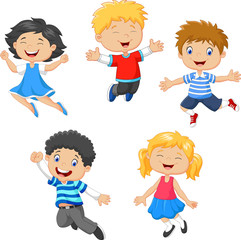 Children jumping together