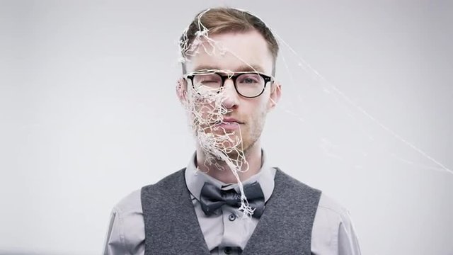 Funny geek silly string face slow motion wedding photo booth series