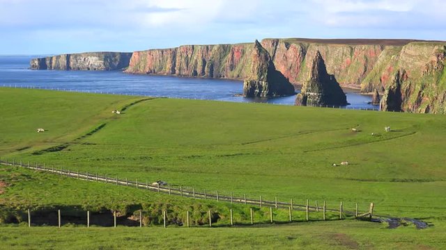 The beautiful Duncansby Head sea stacks in Northern Scotland.