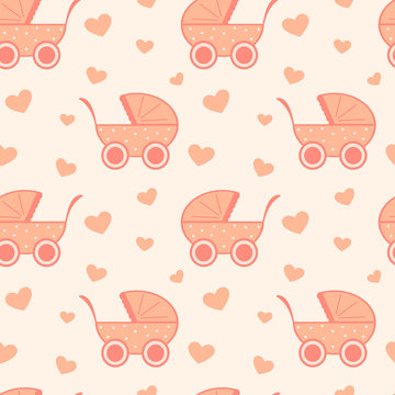 cute and lovely pink baby background seamless vector pattern cartoon illustration