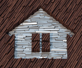 House stamp in planks