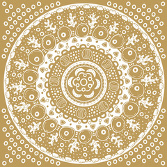 Gold abstract mandala. Ethnic round ornament. Monochrom color